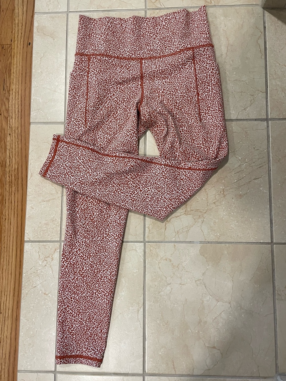 Athleta Red Speckle High-Rise Leggings with Pockets